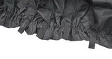 Heavy Duty Weatherproof Cover for Baja, Coleman, and Massimo MB200 Mini Bikes, showcasing close-up details of the robust black 600D polyester fabric with PVC backing and ruffled edges.