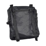 Seat Back Bag (Backpack) for Wheelchairs, featuring black ripstop nylon with multiple compartments, including a zippered main section, outer pocket, and open mesh pouch, designed for secure and discreet storage.