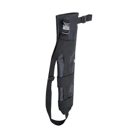 Universal Cane Holder for Wheelchairs by AlveyTech, featuring a black bag with straps, designed to attach to the backrest and hold canes up to 2-3/4 in diameter.