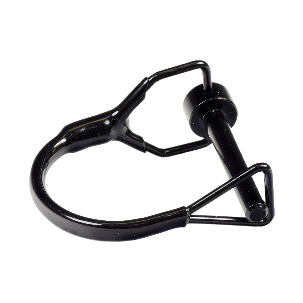 Seat Tower Safety Pin for Jazzy, Jet and Quantum Power Chairs: A black metal object with a round handle, essential for securing the seat to the base, ensuring safety and stability during use.