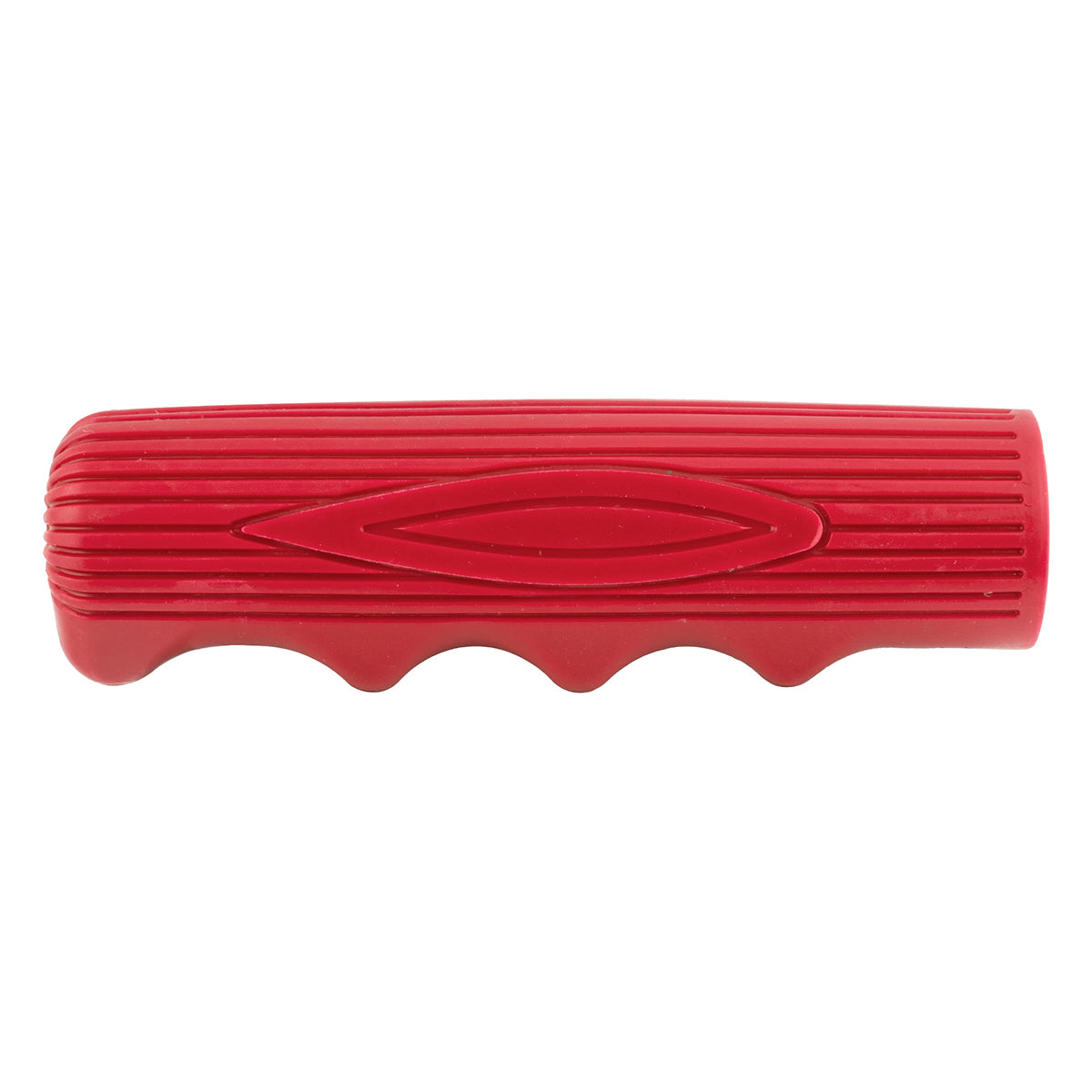 Handlebar Grips for the Schwinn Sting-Ray Bicycle (Set of 2) featuring red ergonomic finger grooves, retro-style design, and dense rubber construction, ideal for 1960s-1980s era bicycles.