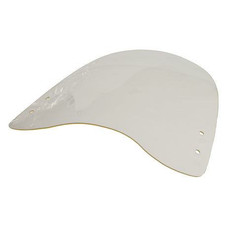 Universal Scooter Windshield (without Hardware) (Blemished) - A clear plastic shield with holes and a gold edge, designed to fit various scooter models for added protection and style.