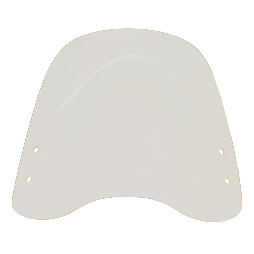 Universal Scooter Windshield (without Hardware) (Blemished) - A white plastic shield with holes, gold trim, and a circular light in the middle, designed for compatibility with various scooter models.