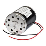 48 Volt 500 Watt Electric Motor with 11 Tooth for #25 Chain Sprocket (Blemished), featuring a compact, cylindrical design with visible bolts and slight wire fraying near the housing.