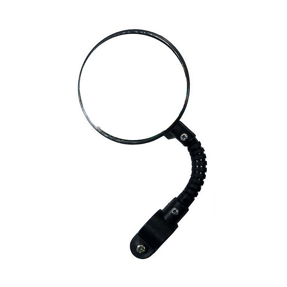 Flexible Handlebar Mount Rearview Mirror (Blemished) with a black flexible gooseneck rod and a clamp-on holder. The mirror has a tiny blemish on the underside.