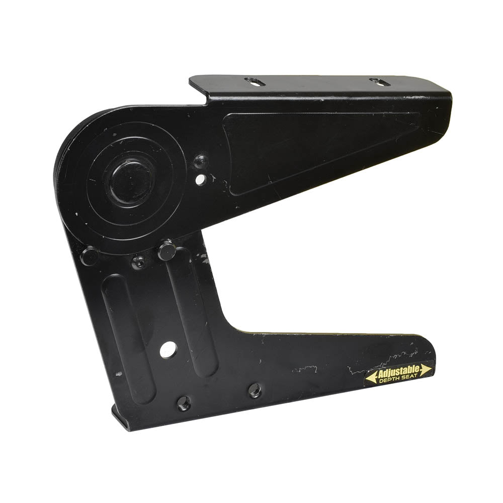 Fold-Flat Seat Hinge Set for the Golden Technologies Compass (GP600) (Blemished) featuring a black metal bracket with a yellow logo, showing minor surface imperfections from the Scratch & Dent Sale.