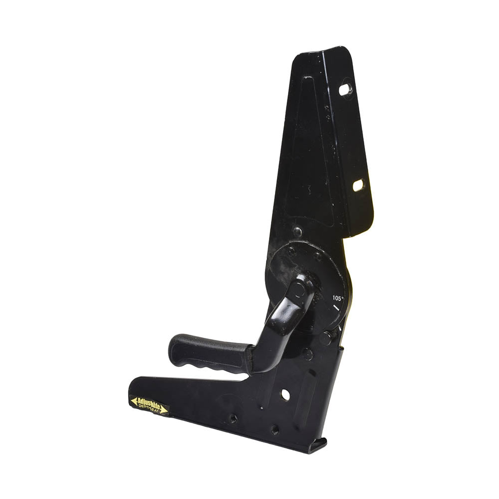 Fold-Flat Seat Hinge Set for the Golden Technologies Compass (GP600) (Blemished), a black metal hinge with a handle, shown close-up with minor blemishes.