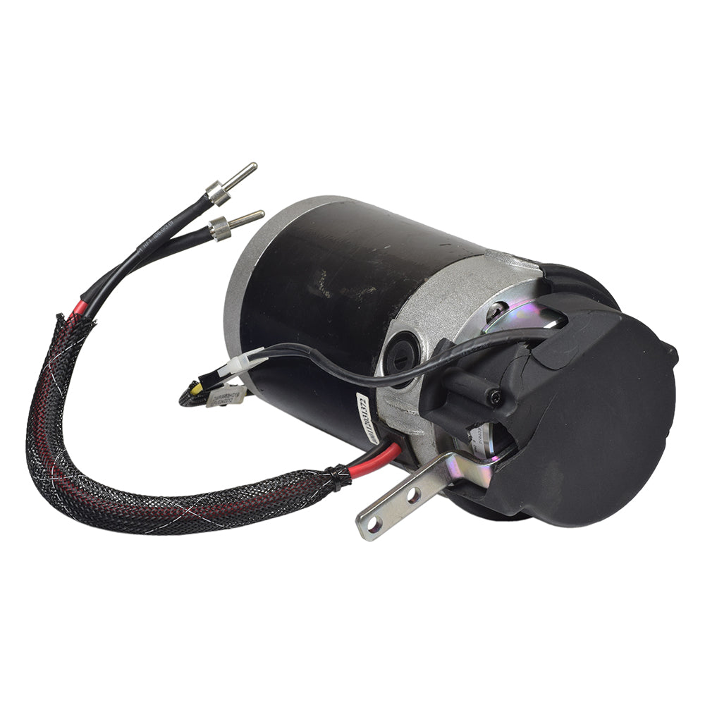 Motor and Brake Assembly for the Pride Victory 9 (SC609/SC609PS/SC709) mobility scooter, featuring a black and silver electric motor with visible scratches and minor cuts on the connector shielding.