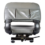 Seat Assembly for Golden Technologies Mobility Scooters (2010 and After) (Blemished) - Grey leather chair with wheels, black handle, minor scratches on hinges. Suitable for 2010+ Golden Technologies models.