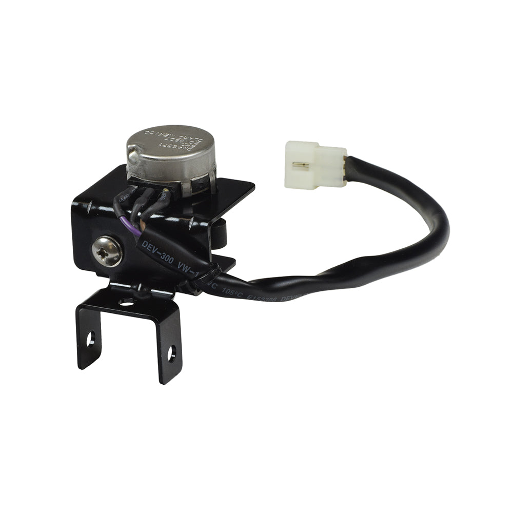 Throttle Pot without Lever for the Rascal 370 Fold & Go and UltraLite 370 (Blemished), showing black electrical device with wire, metal cap, mounting bracket, wire harness, and white plastic connector.