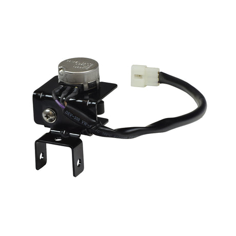 Throttle Pot without Lever for the Rascal 370 Fold & Go and UltraLite 370 (Blemished), showing black electrical device with wire, metal cap, mounting bracket, wire harness, and white plastic connector.