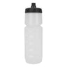 Seacoast PowerFlow Water Bottle, white plastic with a black lid, featuring a patented one-way valve for easy, leak-proof hydration. 26 oz capacity, BPA free, and recyclable.