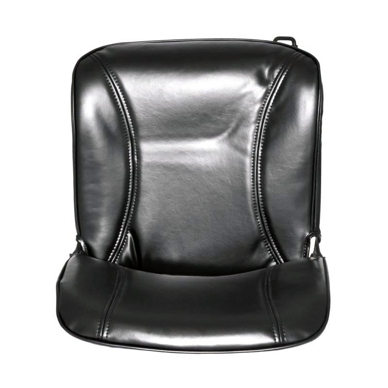 Seat Assembly for the Drive Medical Daytona GT and Phoenix Mobility Scooters, featuring a pre-assembled black leather chair with a strap, cushions, covers, and armrest bar knobs.