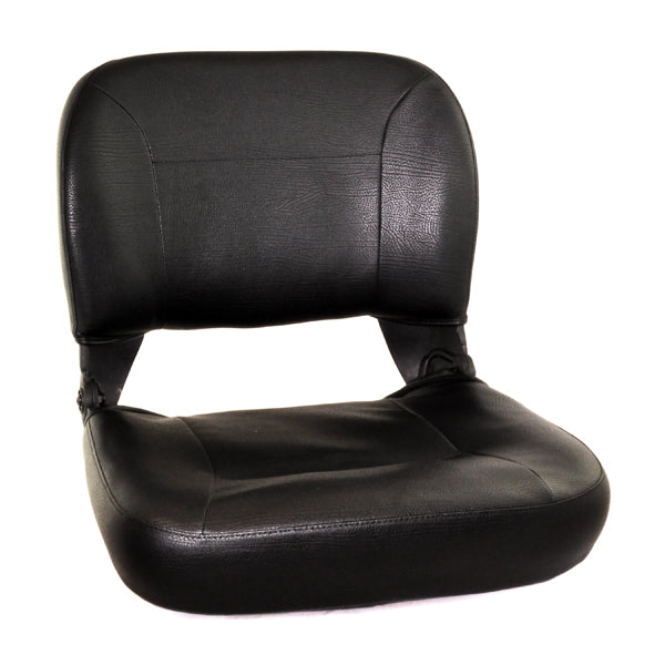 Seat Assembly with Mounting Base for the Golden Technologies Companion I (GC221), featuring a black vinyl seat with a backrest and steel base, suitable for Companion II and Buzzaround models.