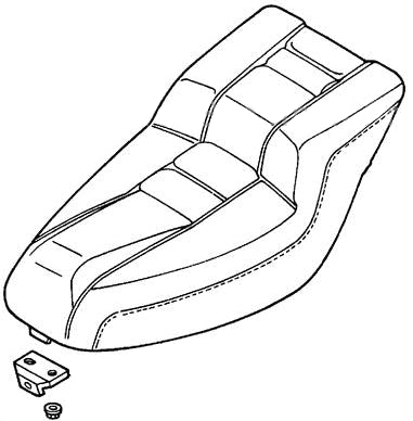 Seat Assembly for Honda Helix CN250 (All Models) (OEM) - A black and white line art drawing depicting the detailed design of the motorcycle seat assembly.