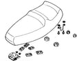 Seat Assembly for Honda Elite 250 (1985 Models) (OEM) - A black and white line drawing depicting the detailed structure and design of a seat assembly for the 1985 Honda Elite 250 scooter.