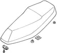 Seat Assembly for Honda Elite 250 (1989-1990 Models) (OEM), illustrated as a detailed line drawing, showcasing the seat's structure and design features.