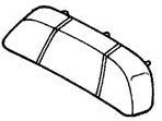 Seat Back Assembly for Honda Helix CN250 (1986-1995 Models) (OEM) - black and white sketch of the rectangular seat back design with detailed car elements.