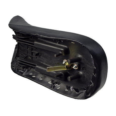 Black Vinyl Seat for Baja 50cc ATVs with metal screws, featuring a dimpled non-slip texture on the top surface, suitable for various 50cc ATV models.