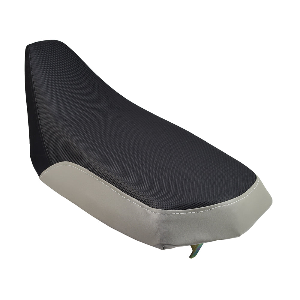 Black & Gray Vinyl Seat for Baja 90cc - 150cc ATVs featuring a non-slip, dimpled texture on the top surface, designed for durability and universal fit for various ATV models.