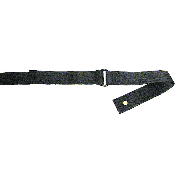 Seat Belt with D-Ring and Velcro Buckle for Scooters and Power Chairs, featuring a strong black strap with a metal buckle and clasp for adjustable, secure, and comfortable fastening.