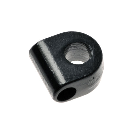 Seat Handle Pivot for Jazzy and Jet Power Chairs, a black metal piece with a circular hole, essential for connecting the lever to the seat base frame.