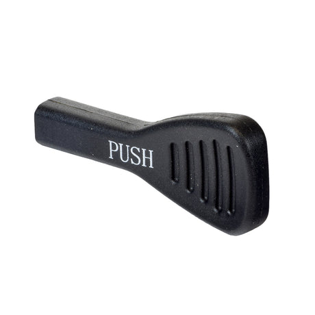 Paddle Style Push Down Seat Lever Cover for Golden Technologies Scooters (2010 & After), featuring a black plastic push button with white text, designed for models like Companion I and II series.