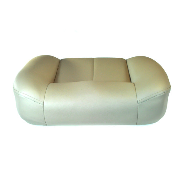 20x22 Beige Seat Base for Jazzy 1122 power chair, featuring a sleek, white leather finish and a close-up view highlighting its cushioning and armrest design.