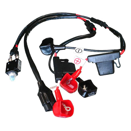 Close-up of the Battery Harness for the Drive Medical Image EC & Sunfire Plus GT, showing black and red electrical cables essential for power chair functionality.