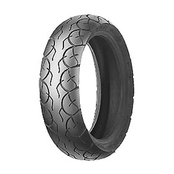 Shinko 100/80-16 Scooter Tire with SR568 Tread, showcasing a close-up of its detailed tread pattern, designed for scooters with a 16 rim, optimal for urban street use.