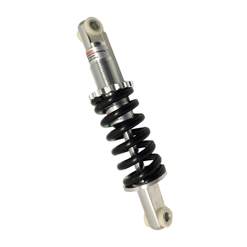 Shock Absorber for the Razor SX500 McGrath Dirt Rocket, featuring a black coil spring and silver metallic components, shown in a close-up view.