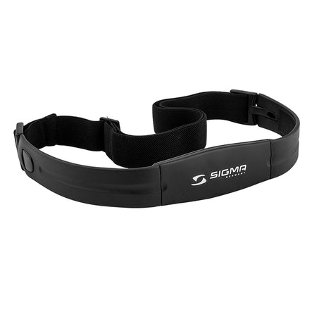 Heart Rate Monitor Strap - a black strap with a white logo, designed for comfortable fit with Sigma sport heart rate monitors, displayed on a plain background.