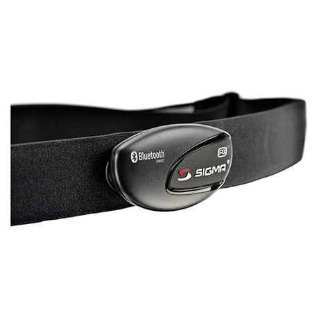 R1 Heart Rate Monitor & Chest Strap with Bluetooth Transmitter, featuring a sleek, black headband design with integrated Bluetooth device for seamless connectivity and accurate heart rate monitoring during workouts.