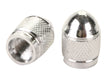 Close-up of the Silver Hex Sport Valve Cap Set, showcasing a shiny, metallic hexagonal nut design, ideal for bikes or scooters.