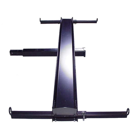 Single Scooter Carrier from VersaHaul with a black metal frame, four hooks, and retractable tie down bars, designed for carrying up to 500 lbs of motor scooters or motorcycles.