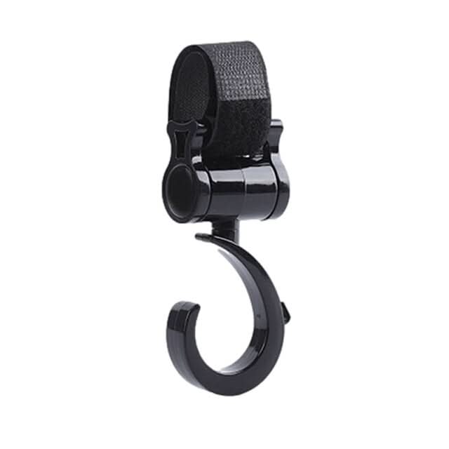 Single swivel hook attachment with its hook and loop strap, front view