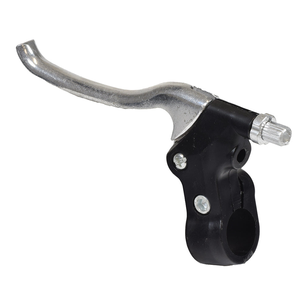 Skateboard Throttle & Brake Control featuring black and silver handlebar with brake lever, throttle lever, wiring, and grip visible.