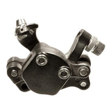 SPEED Mountain Bike Style Brake Caliper for Electric Bikes, a black metal bicycle part with screws, showing signs of storage wear like chipped paint and minor blemishes, but fully functional.