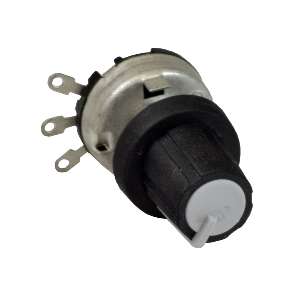 Close-up of the Speed Potentiometer for Amigo Mobility Scooters with Hi/Lo Enclosure Assemblies, showing the detailed cylindrical resistor and the speed adjustment knob.