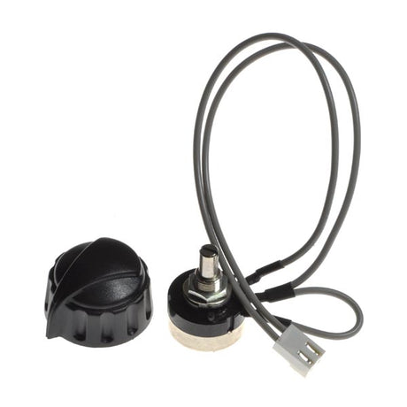 Speed Potentiometer for the Invacare Leo mobility scooter, featuring a black plastic knob with a curved handle and an attached wire. This component controls the scooter's maximum speed.