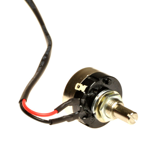 Speed Potentiometer (Speed Pot) for the Merits Cruiser Q (S538), Pioneer 1 (S235), Pioneer 2 (S245), Pioneer 2 Twin (S246), and Pioneer 5 DLX (S541) Mobility Scooters, featuring a small round metal and black device with wires.