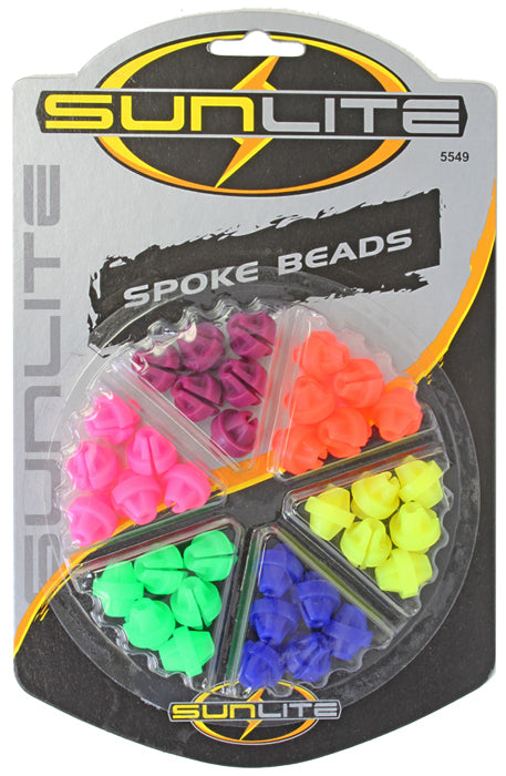 Package of Spoke Beads Rainbow Kit featuring colorful beads, ideal for accessorizing bikes and scooters.