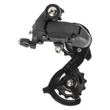 Sport Cage Rear Derailleur, depicted as a detailed black bicycle gear, essential for various scooters and bikes, highlighting its practical design and robust structure for enhanced bike performance.