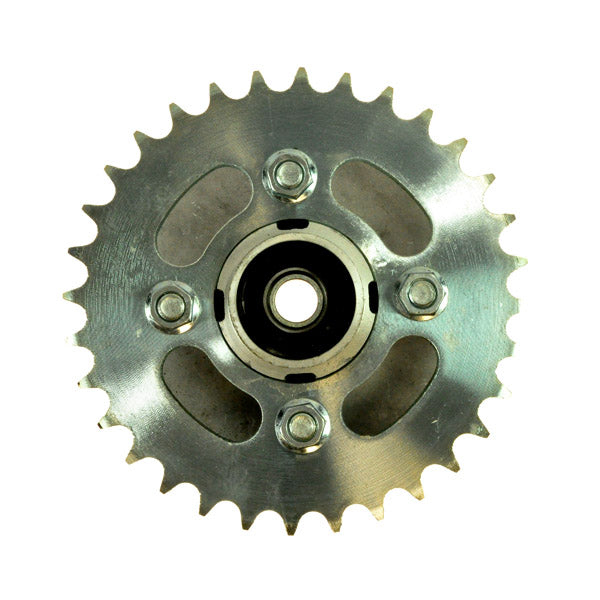 Close-up of the Complete Sprocket Assembly for the Baja Phoenix (PX250) with VIN Prefix LUAH, showcasing the intricately detailed gear, part of essential metalware for auto part replacement.