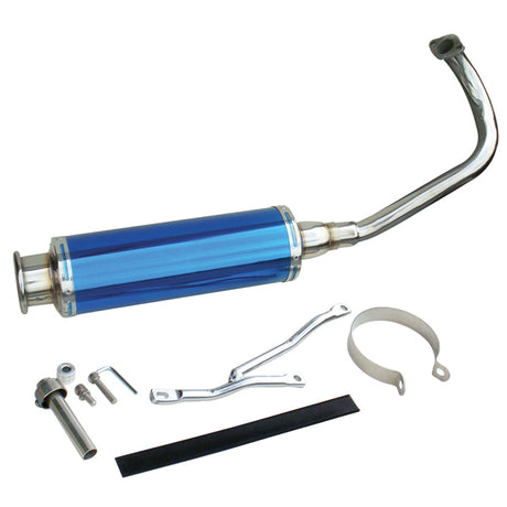 Stainless Steel Exhaust Pipe for 50cc, 125cc, and 150cc GY6 Engines, featuring a sleek design with a polished finish, perfect for enhancing the aesthetic and performance of your scooter.