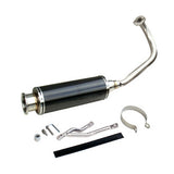 Stainless Steel Exhaust Pipe for the Honda Ruckus (NPS50) by NCY, featuring a sleek black and silver muffler designed for enhanced performance and a stylish look.