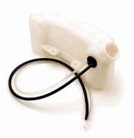 Standard Fuel Tank with Cap featuring a white plastic container and an attached black cable, designed for secure fuel storage and transfer.