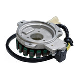 15 Coil 250cc ATV Stator for the Baja Wilderness Trail 250 (WD250-U) ATV, featuring a metal component with wires and coils, essential for converting engine motion into electrical power.