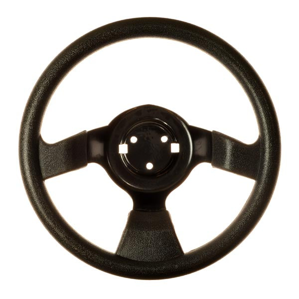 Steering Wheel for the Baja Reaction (BR150) 150cc Go-Kart, featuring a sleek black design, ideal for replacing the old wheel on your 150cc go-kart for better control and performance.