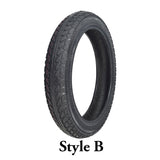 16x2.50 Tire for Bikes & Scooters featuring a directional tread pattern for optimal traction and water displacement, suitable for both front and rear rims.